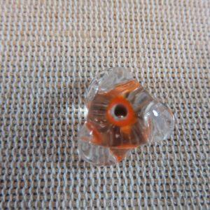 Perles hélice orange verre lampwork 15mm – lot de 8