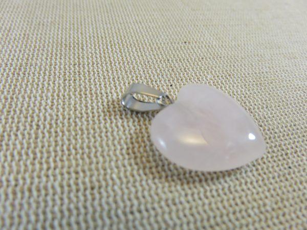 Pendentif cœur Quartz rose 20mm pour fabrication bijoux