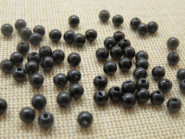 Perles noir 4mm acrylique pour bijoux