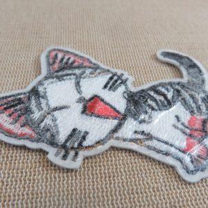 Ecusson chat kawaii thermocollant patch chat manga brodé pour vêtement