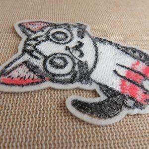 Ecusson chat manga thermocollant patch chat kawaii brodé pour vêtement