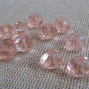 Perles rose saumon en verre facetté 8x6mm – lot de 25