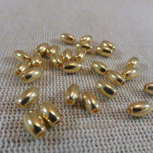 Perles tonneau ovale doré 6mm grain de blé – lot de 20