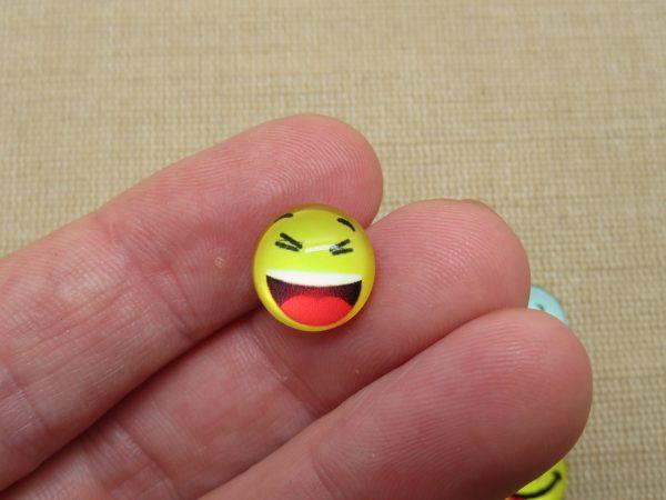 Cabochons Emoji dôme en verre 12mm dos plat à coller - lot de 10