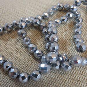 Perles Hématite 6mm facette argenté – lot de 10