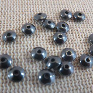 Perles soucoupe hématite noir Gunmétal 4x2mm – lot de 25