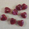 Perles cœur rouge bordeaux marbré 14mm acrylique