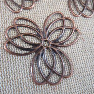 Pendentifs fleur de lotus cuivre 37mm en métal – lot de 5