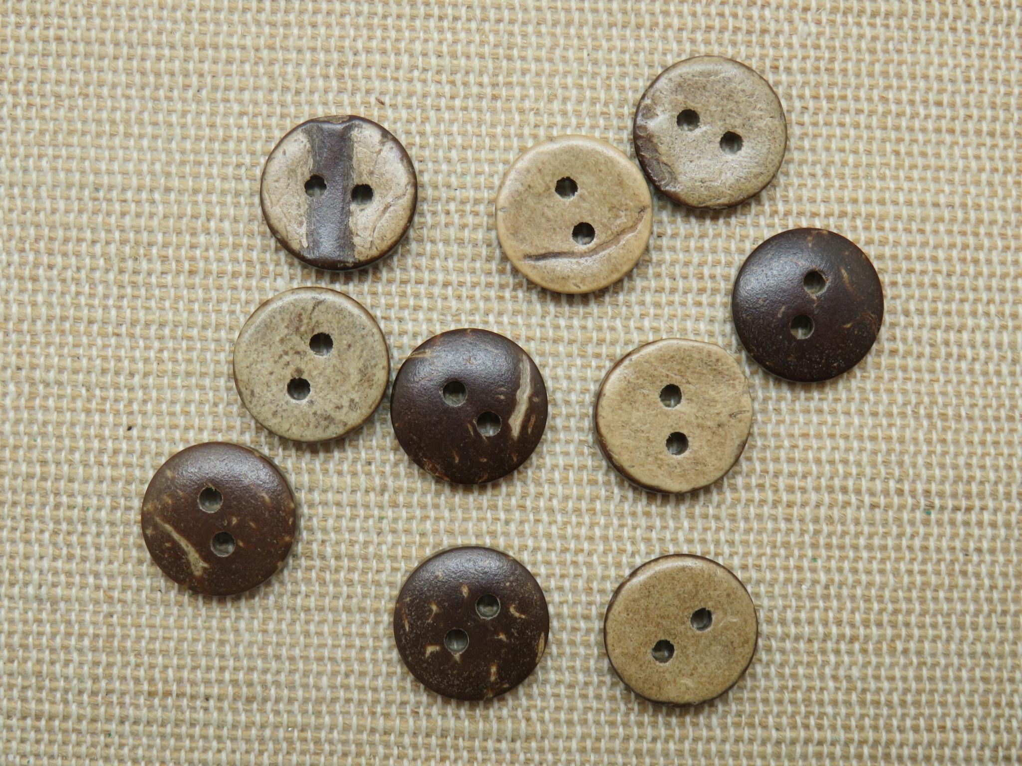 boutons bois de coco 11mm bouton de couture naturelle - lot de 10