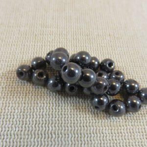 Perles Hématite 6mm ronde noir magnétique – lot de 20