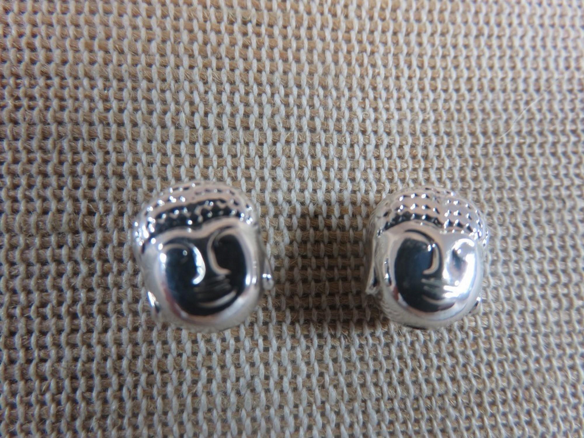 Perles tête de Bouddha argenté en Hématite 10mm - lot de 2