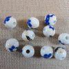 Perles céramique fleur bleu jaune 8mm ronde