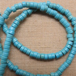 Perles Heishi pierre naturelle bleu turquoise 4mm – lot de 15