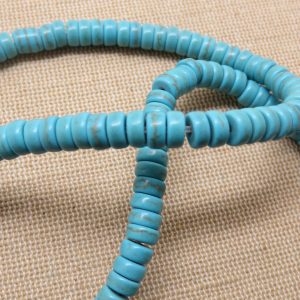 Perles pierre naturelle Heishi bleu turquoise 6mm – lot de 15