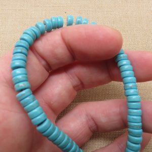Perles pierre naturelle Heishi bleu turquoise 6mm – lot de 15