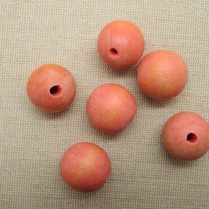 Grosse perle en bois orange 20mm ronde – lot de 6