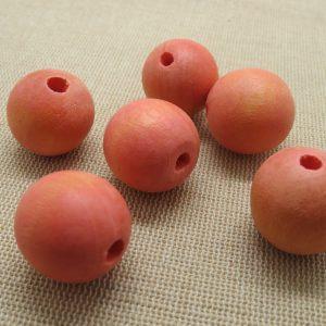 Grosse perle en bois orange 20mm ronde – lot de 6