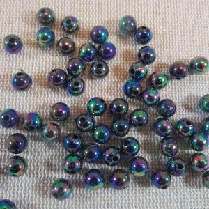 Perles multicolore effet nacré 6mm ronde acrylique – lot de 25