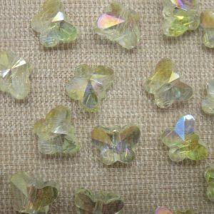 Perles papillon en verre jaune translucide 10x8mm – lot de 10
