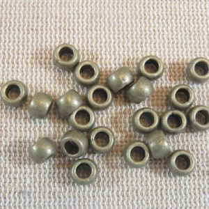 Perles tonneau bronze antique 6mmx5mm en métal – lot de 25