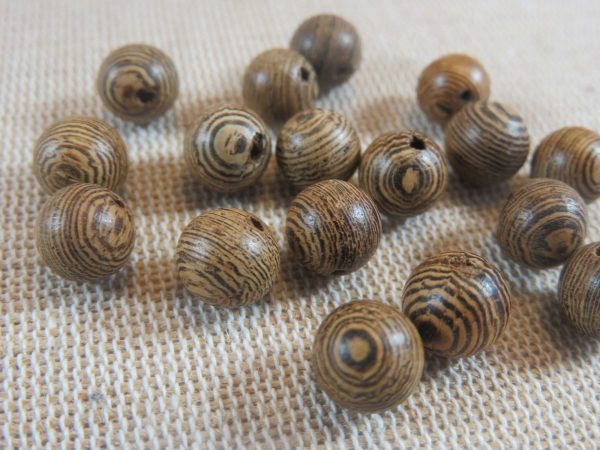Perles en bois nervuré 8mm marron - lot de 15