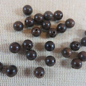 Perles en bois marron foncé 6mm ronde – lot de 20