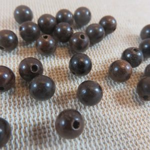 Perles en bois marron foncé 6mm ronde – lot de 20