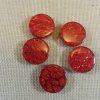 Boutons rond rouge 18mm effet paillette - lot de 5 boutons de couture