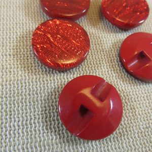 Boutons rond rouge 18mm effet paillette – lot de 5 boutons de couture
