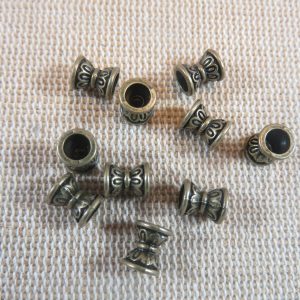 Perles entretoise bronze double-cône 6mm – lot de 20