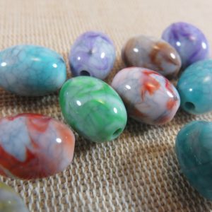 Perles ovale acrylique pierre fissuré 14mmx10mm – lot de 10