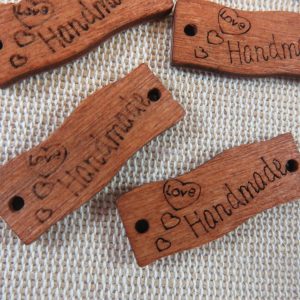 Étiquettes Handmade cœur Love en bois à coudre – lot de 10
