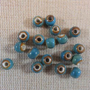 Perles céramique bleu 6mm – lot de 10