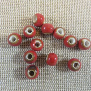 Perles céramique rouge 6mm – lot de 10