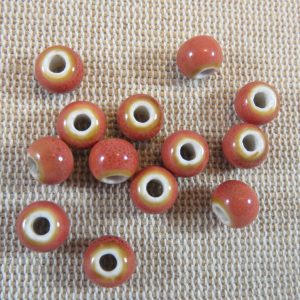 Perles céramique rouille 6mm – lot de 10