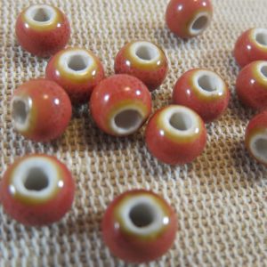 Perles céramique rouille 6mm – lot de 10