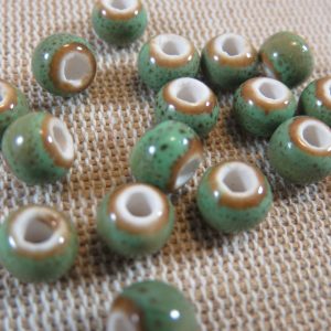 Perles céramique verte 6mm – lot de 10
