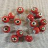 Perles en céramique rouge 8mm ronde - lot de 10