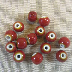 Perles céramique rouge 10mm ronde – lot de 10
