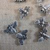 Perles abeille argenté 13mm insecte en métal - lot de 10