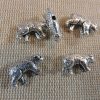 Perles Ours argenté 16mm animaux 3D en métal - lot de 10