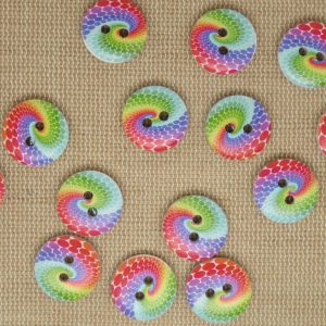Boutons en bois spirale arc-en-ciel 15mm – lot de 10 bouton de couture