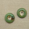 Perles donuts vert céramique soucoupe 22mm