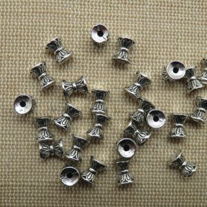 Perles entretoise double-cône 6mm argenté – lot de 15