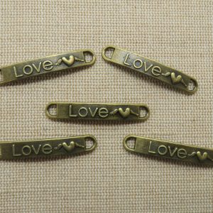 Breloques connecteur LOVE bronze bracelet – lot de 5