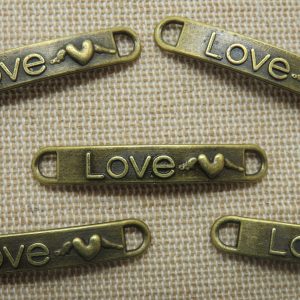 Breloques connecteur LOVE bronze bracelet – lot de 5
