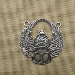 Pendentif scarabée argenté Khéper 42mm pour bijoux égyptien