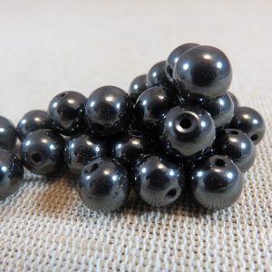 Perles Hématite 8mm noir ronde magnétique – lot de 10