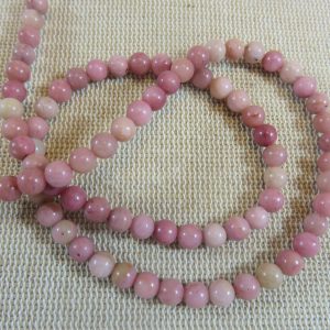 Perles Rhodonite 4mm ronde pierre de gemme – lot de 10
