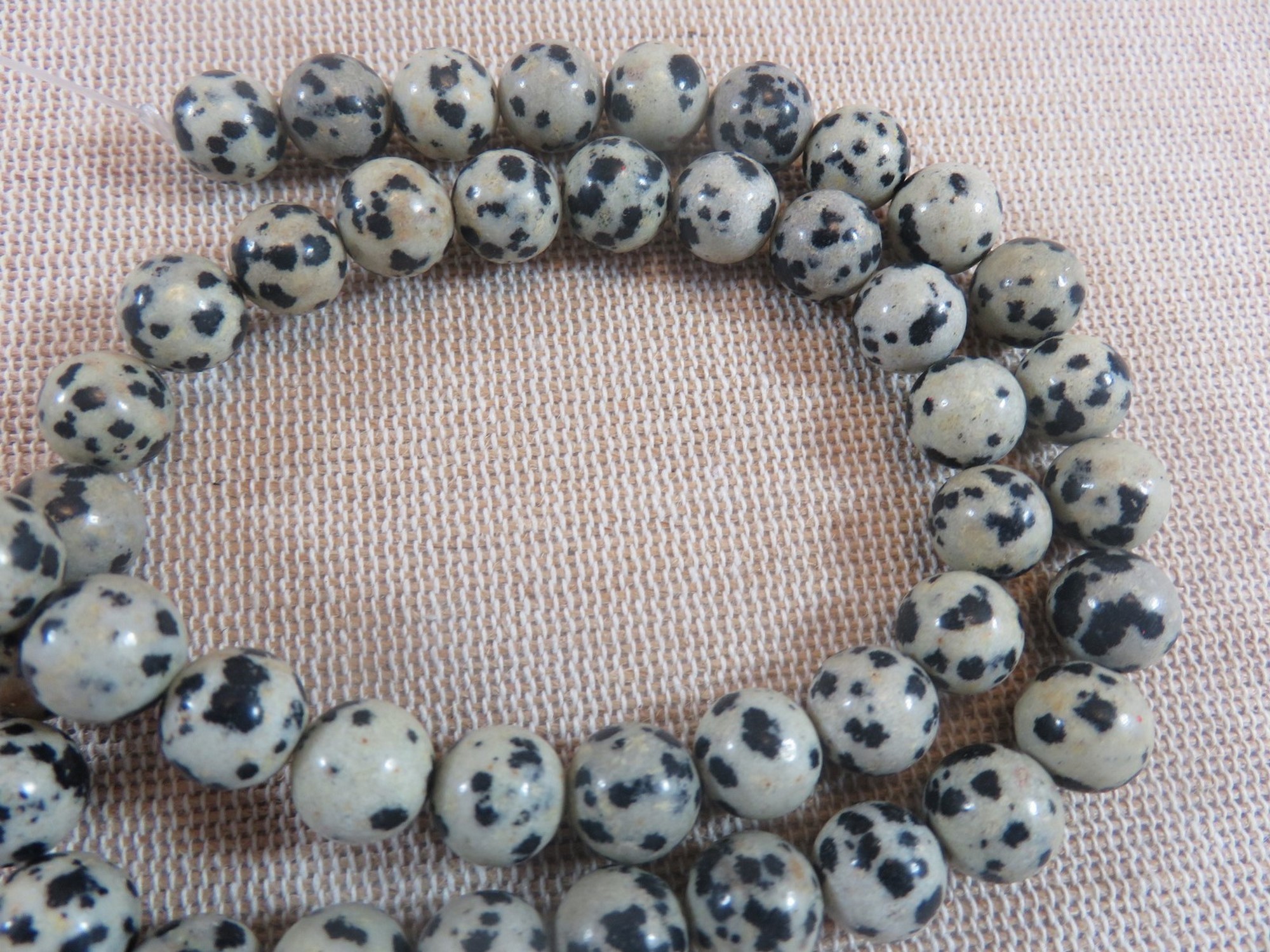 Perles Jaspe Dalmatien 8mm ronde - lot de 10 pierre de gemme